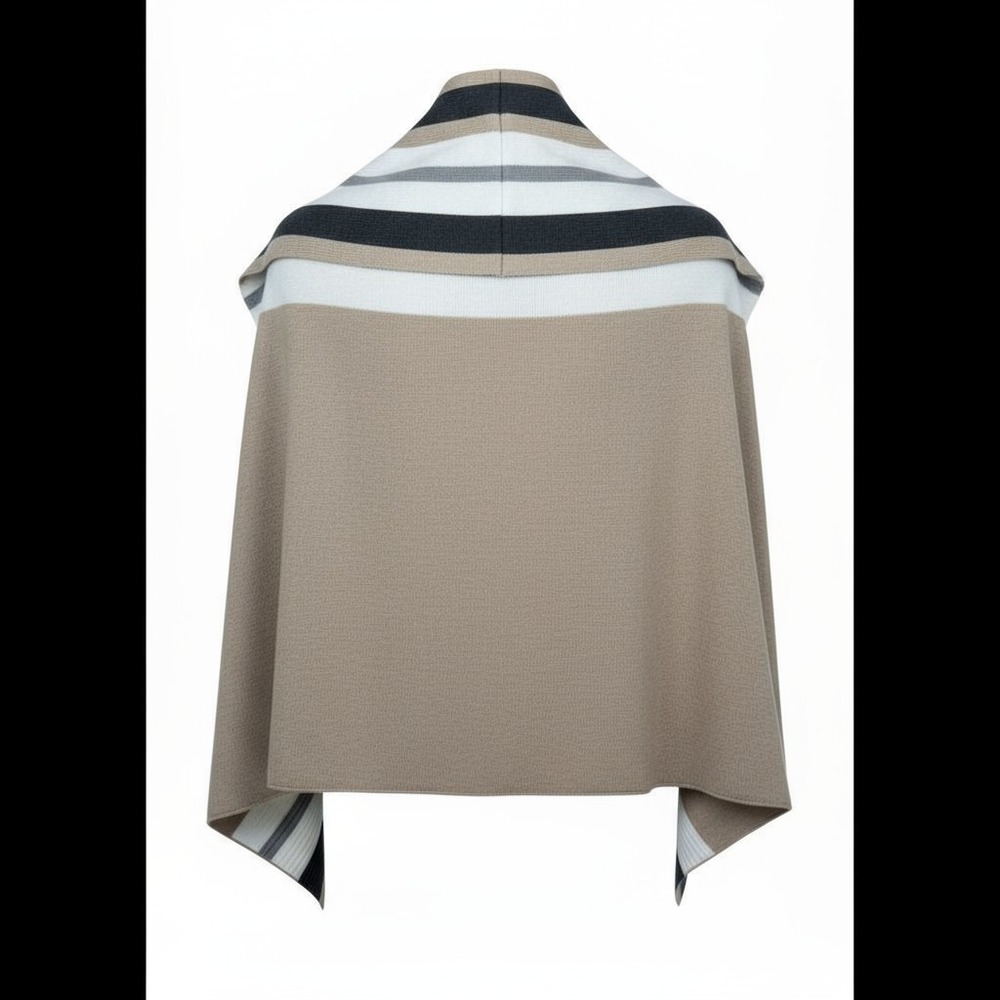 Calvin Klein Black Gold Shawl Wrap Poncho Sweater One Size Reversible NWT‎ - Picture 2 of 4